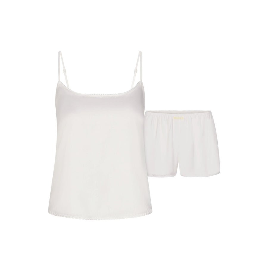 WOVEN SHINE CAMI AND SHORT SLEEP SET | IVORY