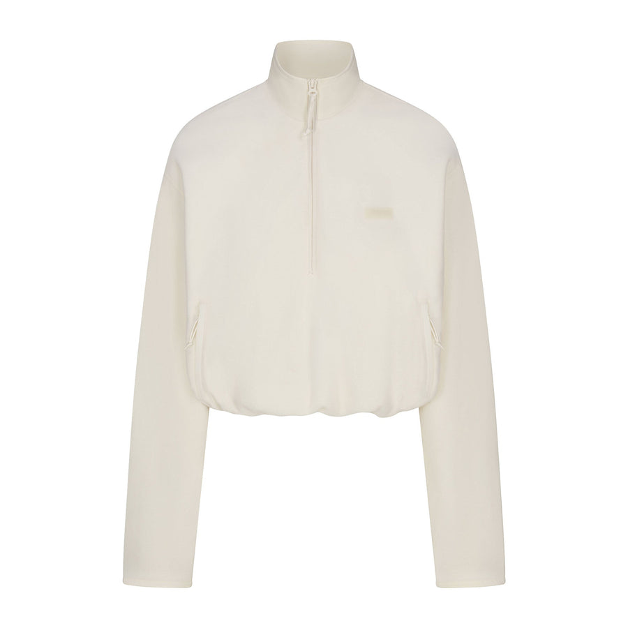 OUTDOOR FLEECE HALF ZIP PULLOVER | ECRU