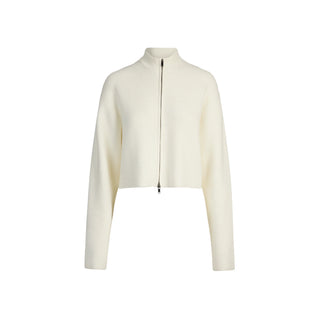 SWEATER KNITS RIBBED MOCK NECK ZIP UP | IVORY