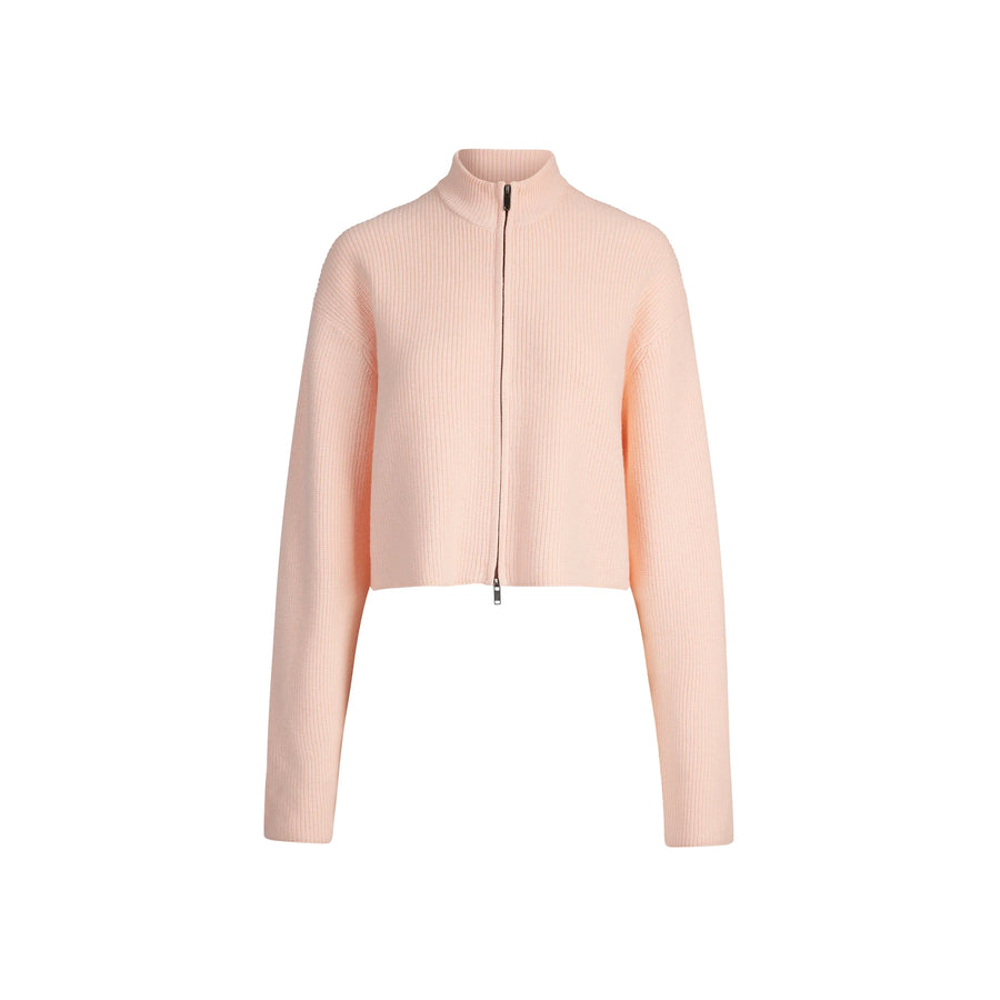 SWEATER KNITS RIBBED MOCK NECK ZIP UP | PRIMROSE