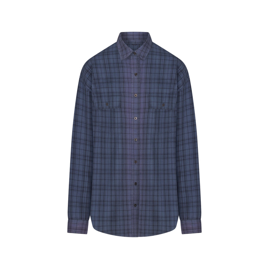 WASHED FLANNEL OVERSIZED SHIRT | GRAPHITE PLAID