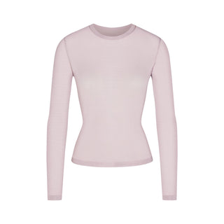 SLINKY KNIT CREW NECK LONG SLEEVE TOP | IRIS MICA