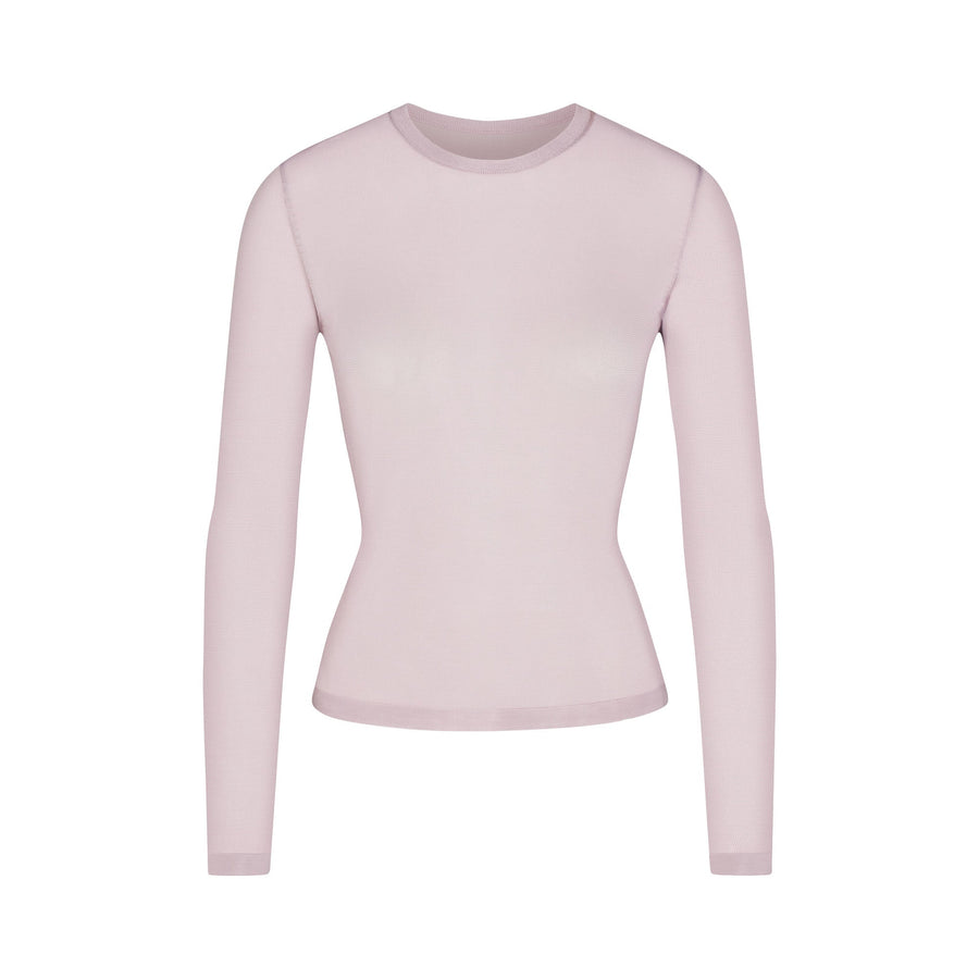 SLINKY KNIT CREW NECK LONG SLEEVE TOP | IRIS MICA
