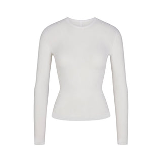 SHEER RIB LONG SLEEVE TOP | SNOW