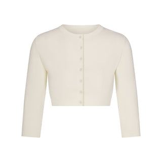 REFINED KNIT CROPPED CARDIGAN | EGRET