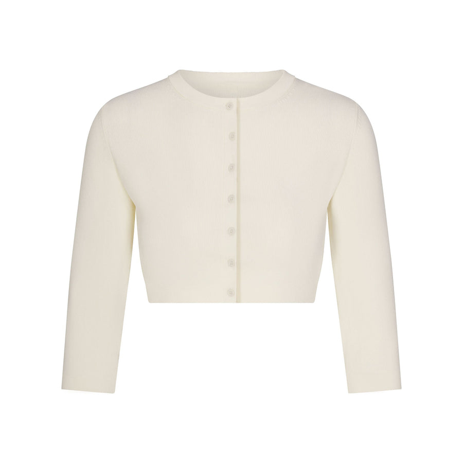 REFINED KNIT CROPPED CARDIGAN | EGRET