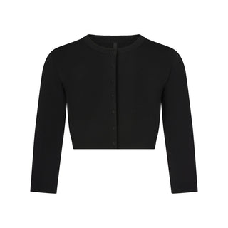 REFINED KNIT CROPPED CARDIGAN | OBSIDIAN