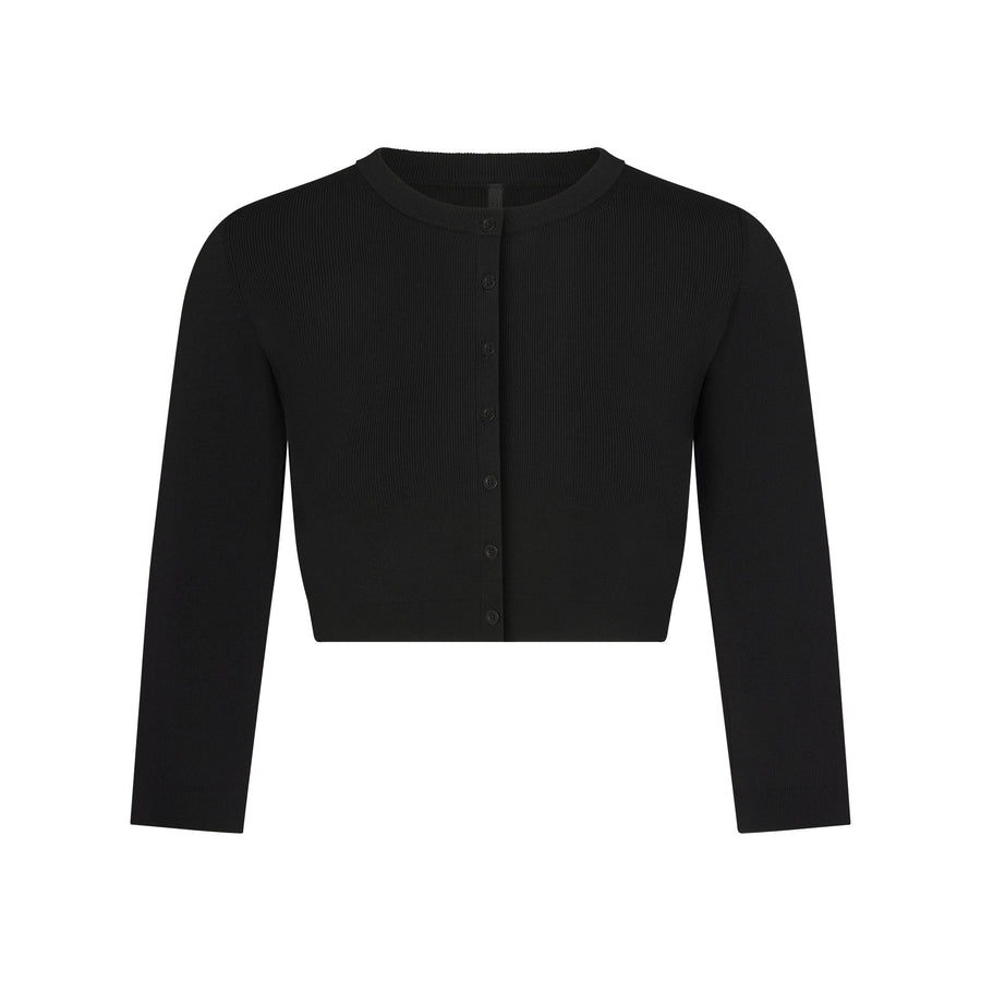 REFINED KNIT CROPPED CARDIGAN | OBSIDIAN