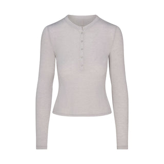 SHEER MODAL CREWNECK HENLEY | HEATHER GREY