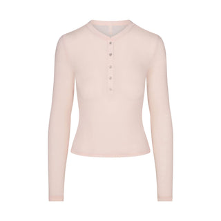 SHEER MODAL CREWNECK HENLEY | PRIMROSE