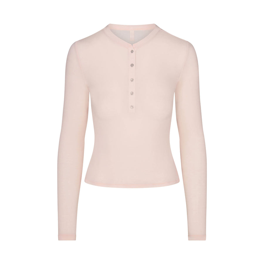 SHEER MODAL CREWNECK HENLEY | PRIMROSE