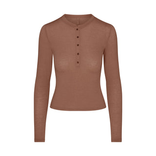 SHEER MODAL CREWNECK HENLEY | SIENNA