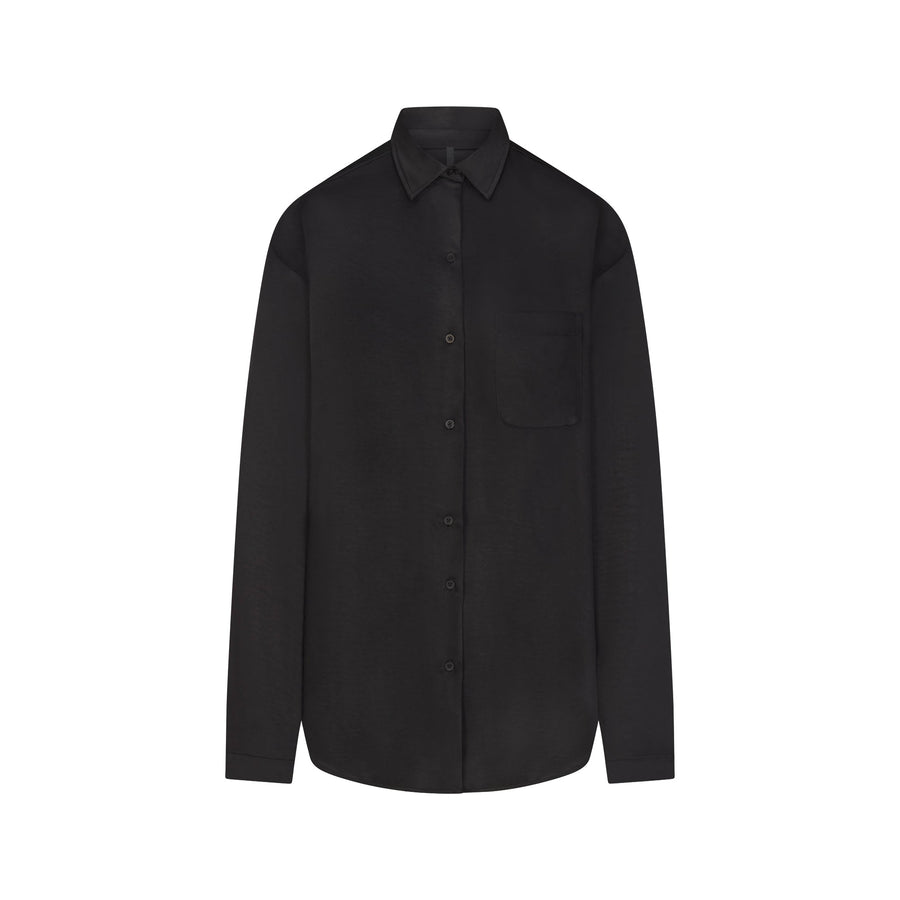 LIGHTWEIGHT SATIN OVERSIZED SHIRT | OBSIDIAN
