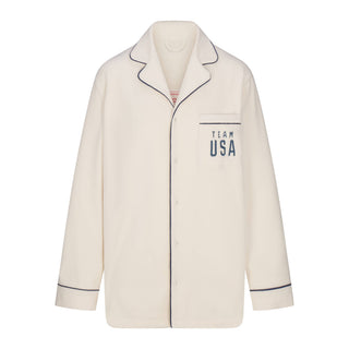 SKIMS FOR TEAM USA FLEECE UNISEX OLYMPIC OVERSIZED SLEEP TOP | ECRU
