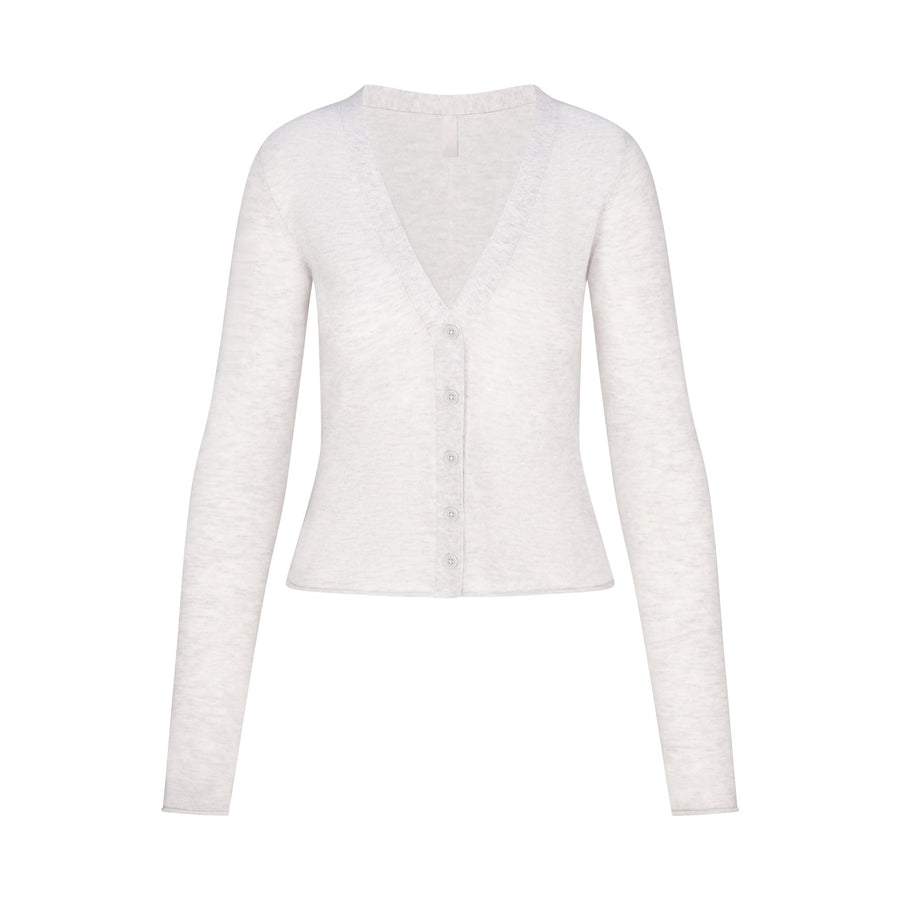 FEATHERWEIGHT CASHMERE CARDIGAN | LIGHT HEATHER GREY