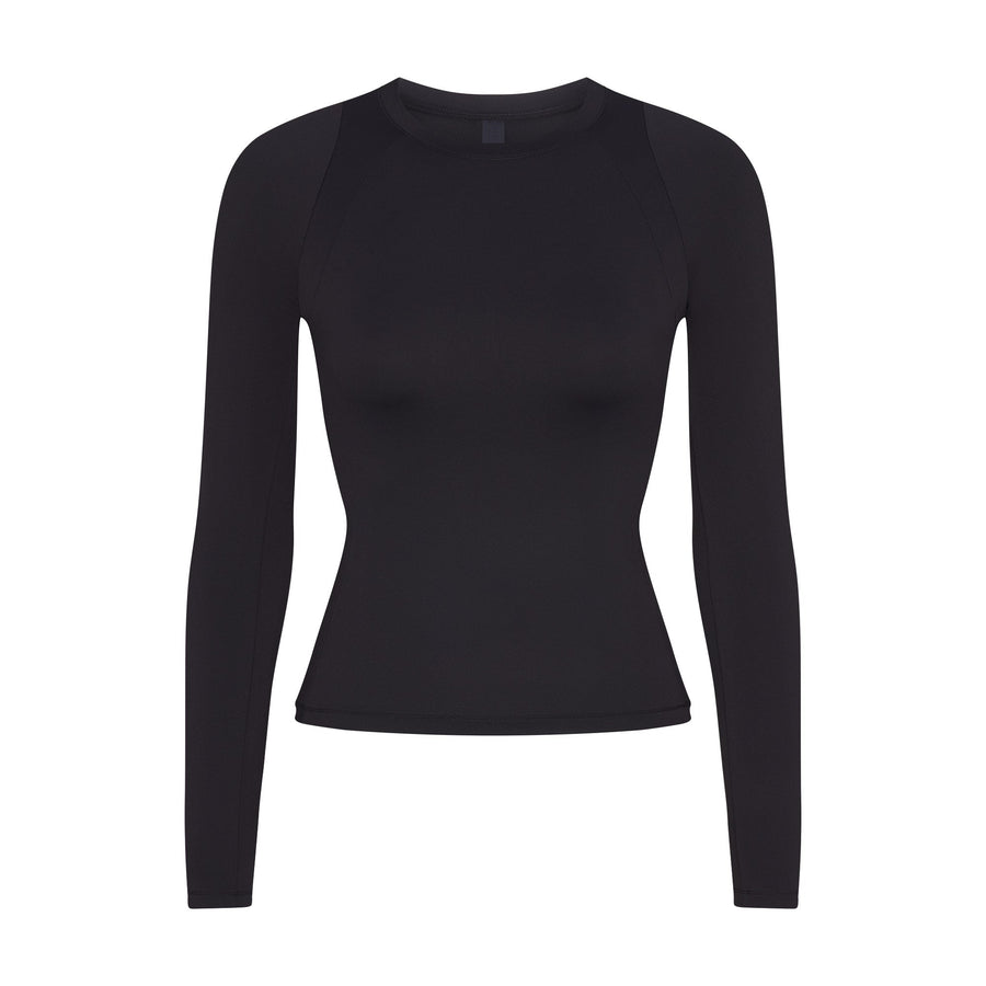 NikeSKIMS AIRY LONG SLEEVE CREW NECK TOP | OBSIDIAN