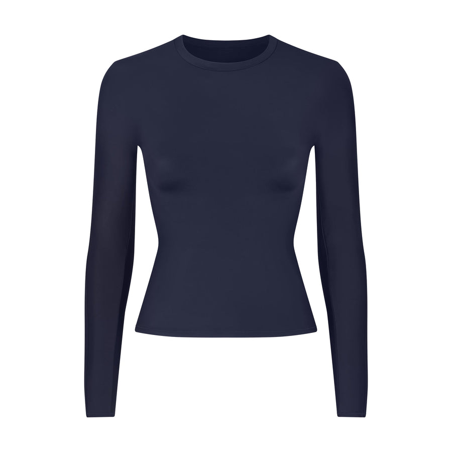 NikeSKIMS SHINE LONG SLEEVE CREW NECK TOP | NAVY