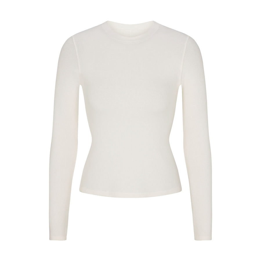 COTTON RIB LONG SLEEVE T-SHIRT | MARBLE