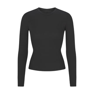 COTTON RIB LONG SLEEVE T-SHIRT | SOOT