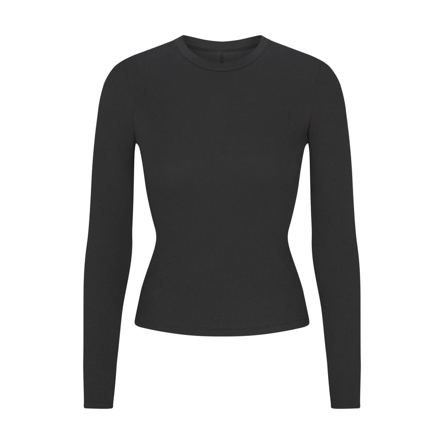 COTTON RIB LONG SLEEVE T-SHIRT | SOOT