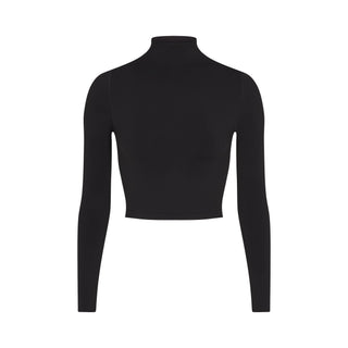 NikeSKIMS VINTAGE SEAMLESS MOCK NECK CROP TOP | OBSIDIAN