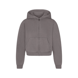 BOYFRIEND FLEECE ZIP UP HOODIE | SHADOW