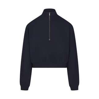 DRAPEY FRENCH TERRY HALF ZIP | NAVY