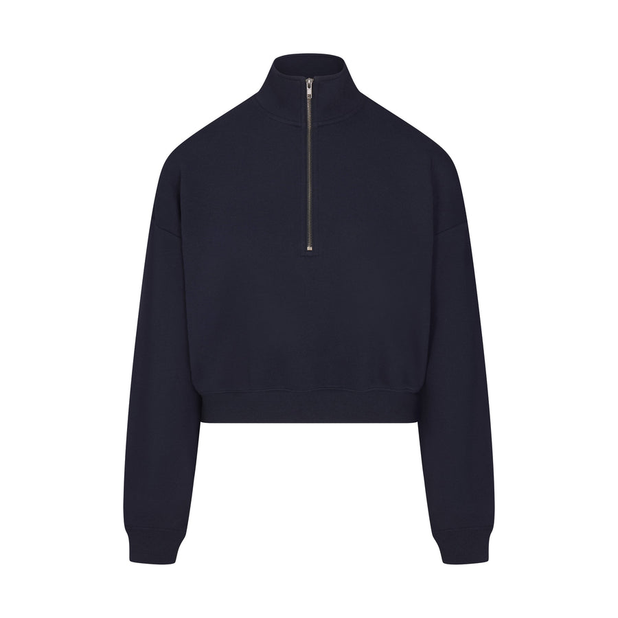 DRAPEY FRENCH TERRY HALF ZIP | NAVY