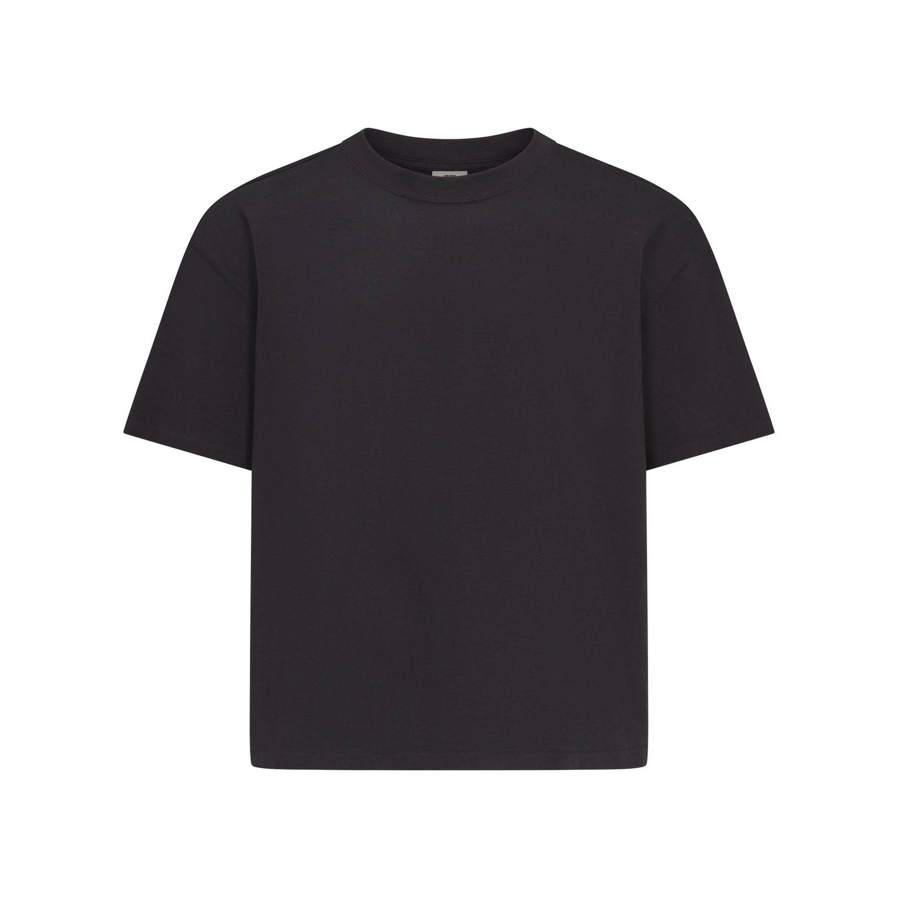 HEAVYWEIGHT COTTON MENS RELAXED CROPPED CREWNECK | OBSIDIAN