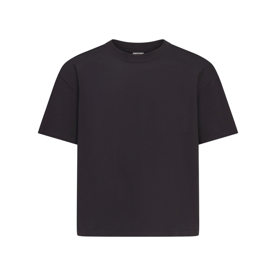 HEAVYWEIGHT COTTON MENS RELAXED CROPPED CREWNECK | OBSIDIAN