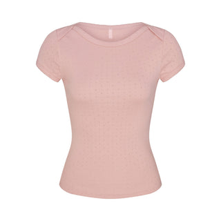 HEAVY POINTELLE BOATNECK TEE | MORGANITE