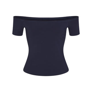COTTON JERSEY OFF THE SHOULDER TOP | NAVY