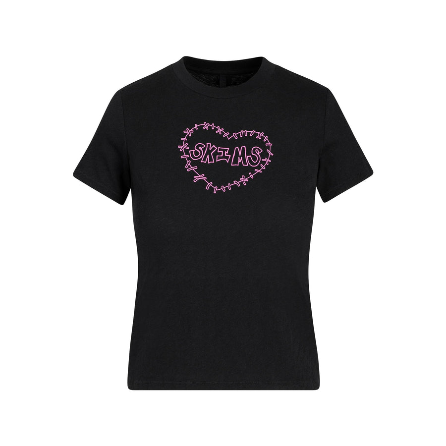 WORN IN JERSEY T-SHIRT | WASHED ONYX SKIMS HEART