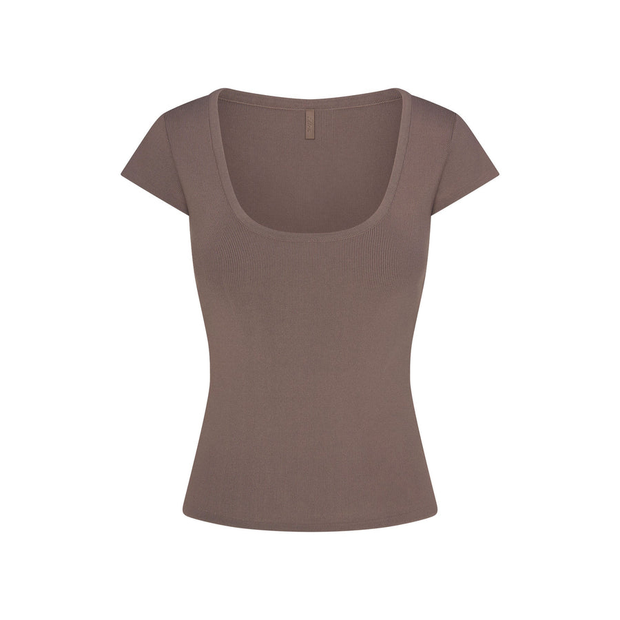 REFINED KNIT SCOOP NECK TOP | AMETHYST