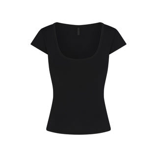 REFINED KNIT SCOOP NECK TOP | OBSIDIAN