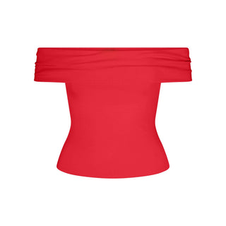 SMOOTH LAYERS ASYMMETRICAL OFF THE SHOULDER TOP | CARMINE