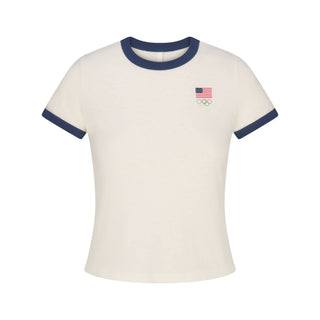SKIMS FOR TEAM USA WORN IN JERSEY OLYMPIC SHRUNKEN T-SHIRT | ECRU
