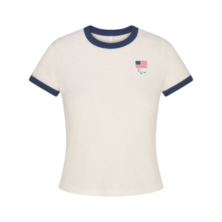 SKIMS FOR TEAM USA WORN IN JERSEY PARALYMPIC SHRUNKEN T-SHIRT | ECRU