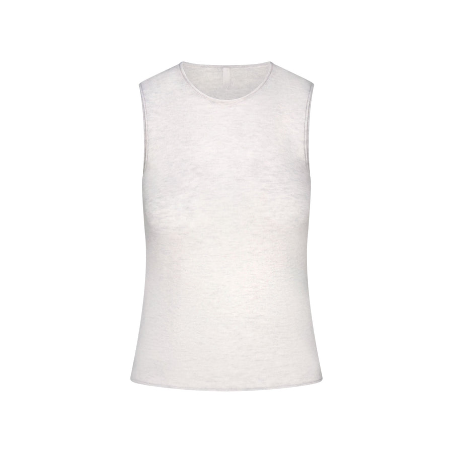FEATHERWEIGHT CASHMERE SLEEVELESS TOP | LIGHT HEATHER GREY