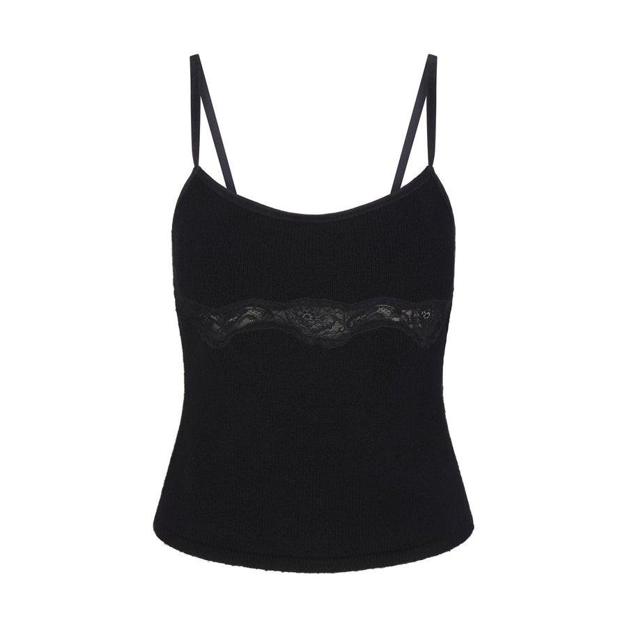 LACE KNIT TANK | OBSIDIAN