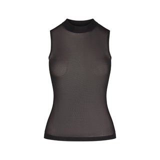 SLINKY KNIT MOCK NECK TANK | OBSIDIAN