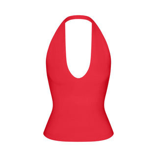 SMOOTH LAYERS HALTER TOP | CARMINE
