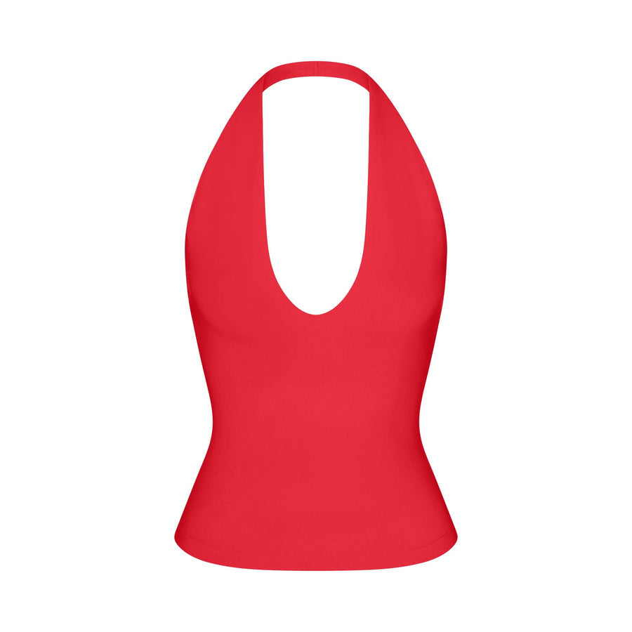 SMOOTH LAYERS HALTER TOP | CARMINE