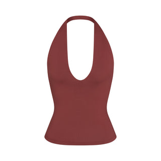 SMOOTH LAYERS HALTER TOP | HENNA