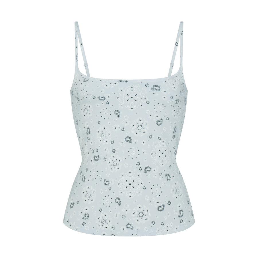 COTTON JERSEY SCOOP NECK CAMI | POWDER BLUE BANDANA
