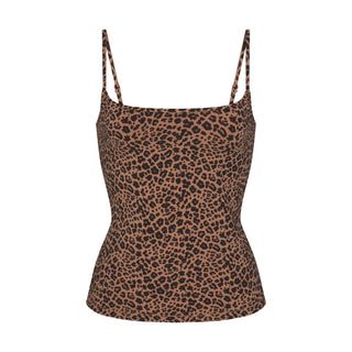 COTTON JERSEY SCOOP NECK CAMI | SIENNA NATURAL LEOPARD