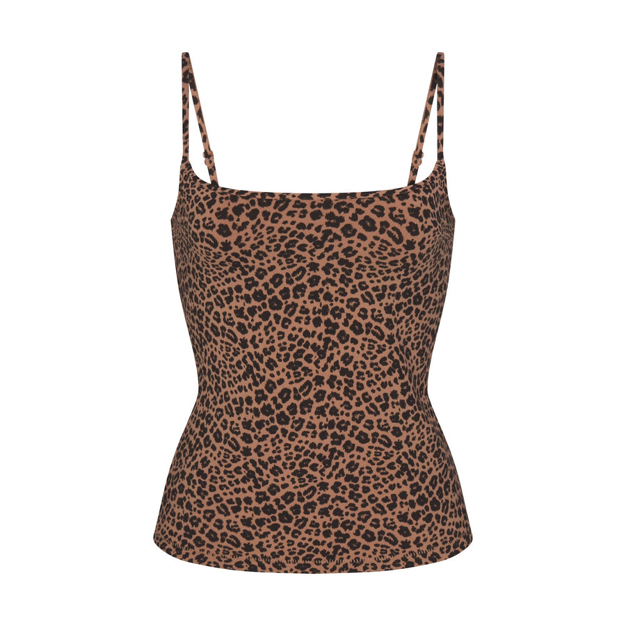 COTTON JERSEY SCOOP NECK CAMI | SIENNA NATURAL LEOPARD