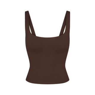 NikeSKIMS MATTE SQUARE NECK TANK | DARK SEPIA