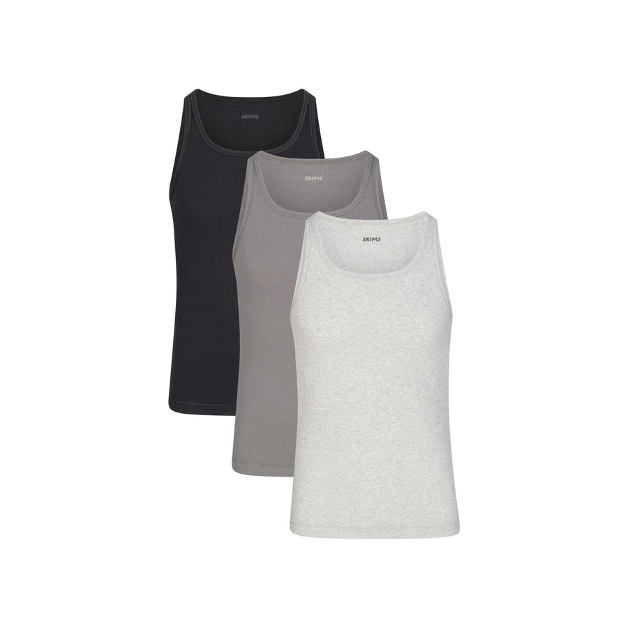 SKIMS COTTON MENS RIB TANK 3-PACK | HEATHER MULTI