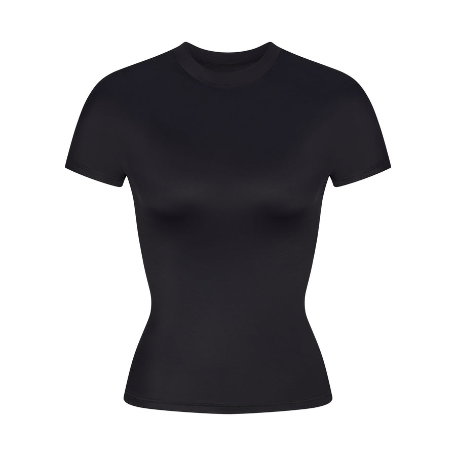 NikeSKIMS SHINE SHORT SLEEVE MOCK NECK TOP | OBSIDIAN